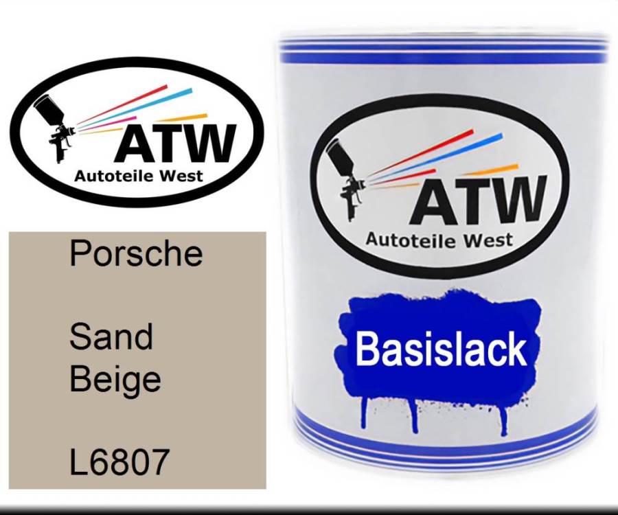 Porsche, Sand Beige, L6807: 1L Lackdose, von ATW Autoteile West.